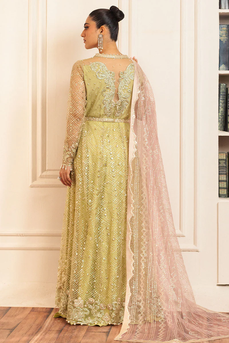 Hemline Aura Debut Wedding Unstitched by Mushq | Wasabi - Image 2