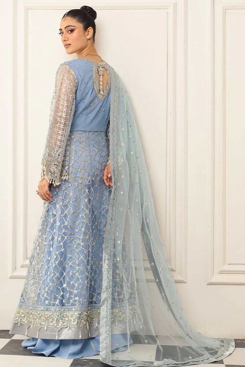 Hemline Aura Debut Wedding Unstitched by Mushq | Periwinkle - Image 2