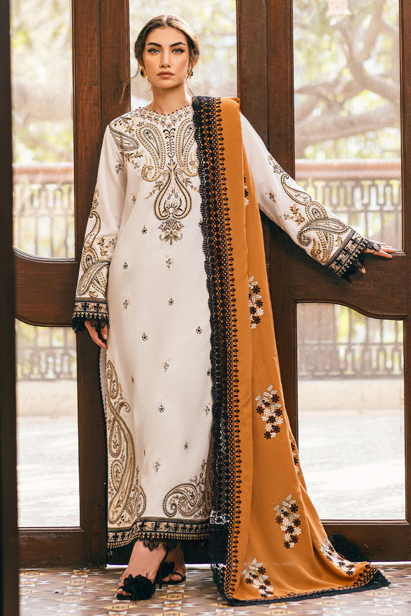 Mushq Hemline Winter Karandi | Ivory Whisper