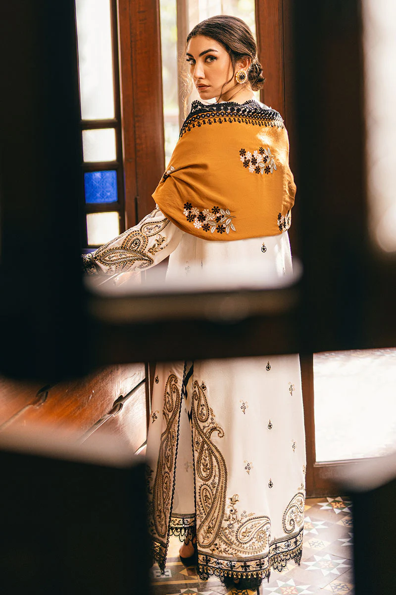 Mushq Hemline Winter Karandi | Ivory Whisper - Image 2