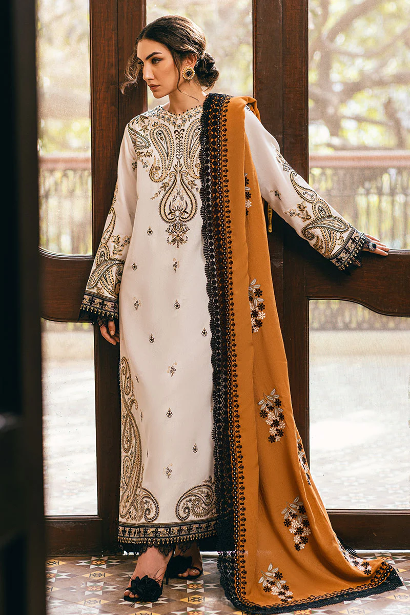 Mushq Hemline Winter Karandi | Ivory Whisper - Image 5
