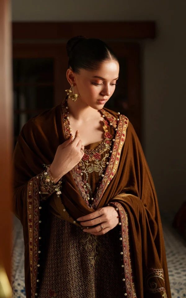 Alternative view of Asifa Nabeel Embroidered Winter'25 || Cedar LWC25-08