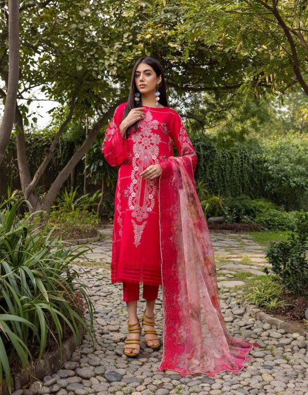 Charizma Aniiq Printed Lawn Suit with Embroidered Organza Net Dupatta – ANS-03 Cherry Blossom GZ-12