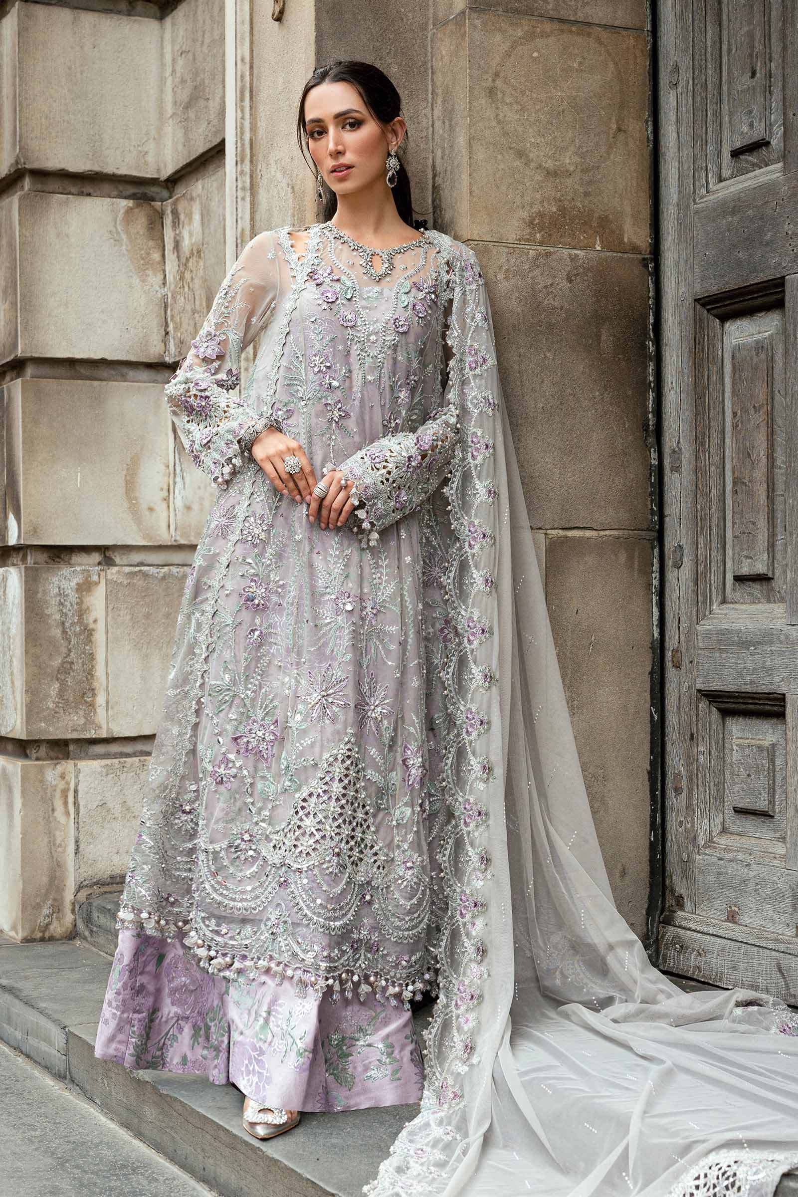 MARIA B Soiree Unstitched Embroidered Net Suit WF-09-07-Grey