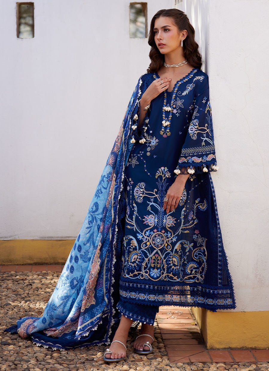 Farah Talib Aziz Luxury Lawn 2026 | Nia Navy - Image 5
