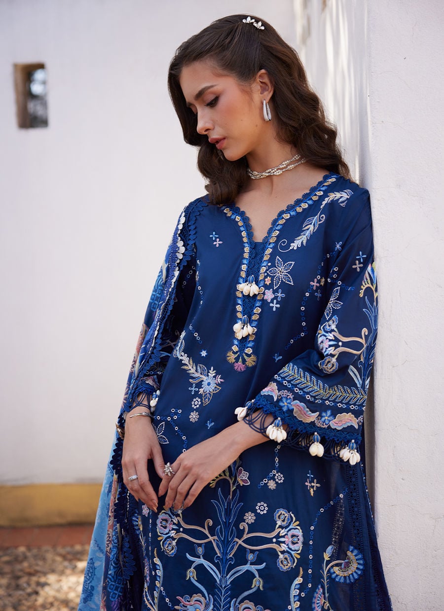 Farah Talib Aziz Luxury Lawn 2026 | Nia Navy - Image 4