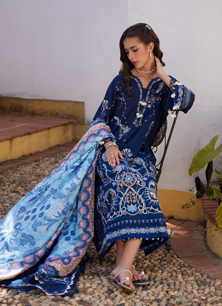 Farah Talib Aziz Luxury Lawn 2026 | Nia Navy - Image 2