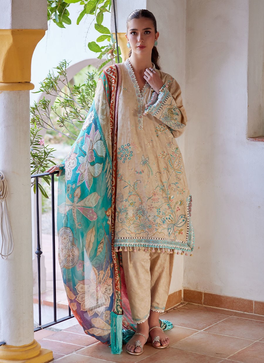 Farah Talib Aziz Luxury Lawn 2026 | Isabella Sand - Image 5