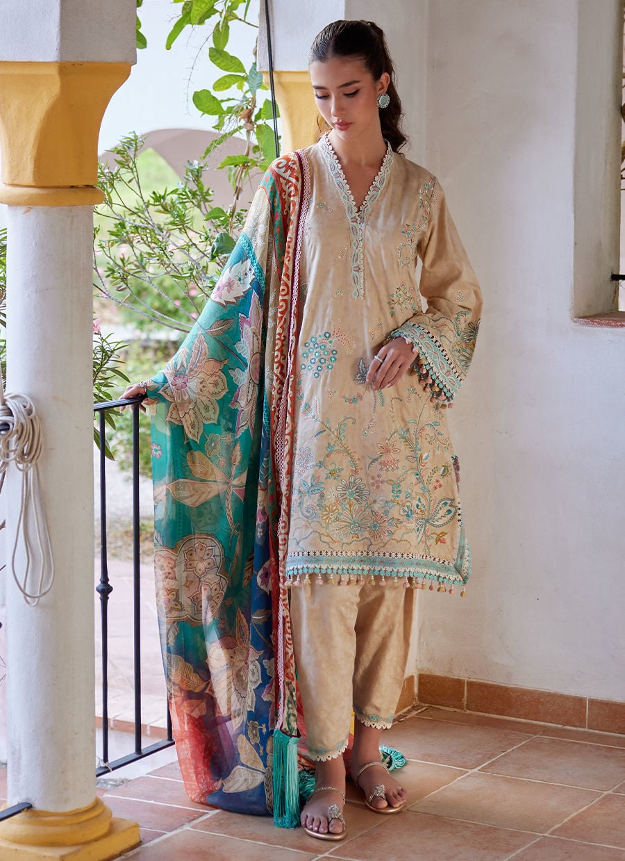 Farah Talib Aziz Luxury Lawn 2026 | Isabella Sand - Image 3