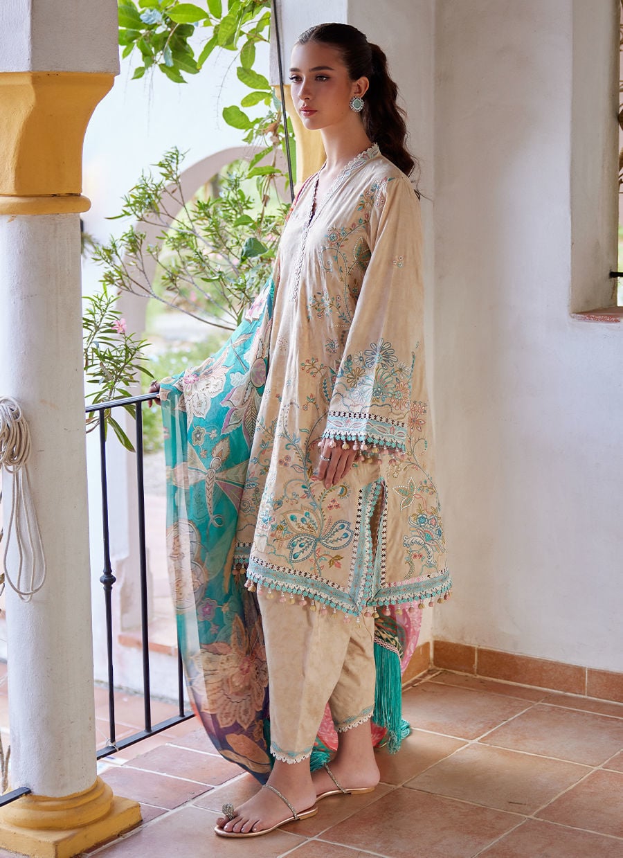 Farah Talib Aziz Luxury Lawn 2026 | Isabella Sand - Image 2