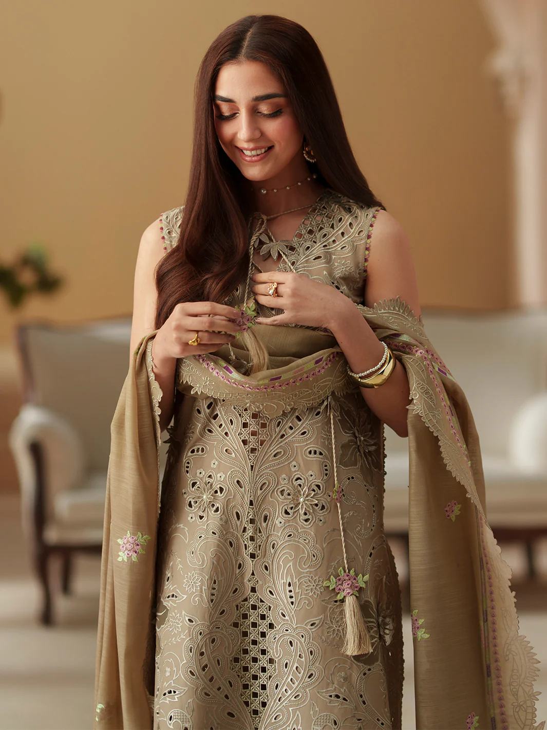 Mashriq Luxury Lawn 2026 by Bin Ilyas || D-113-A - Image 7