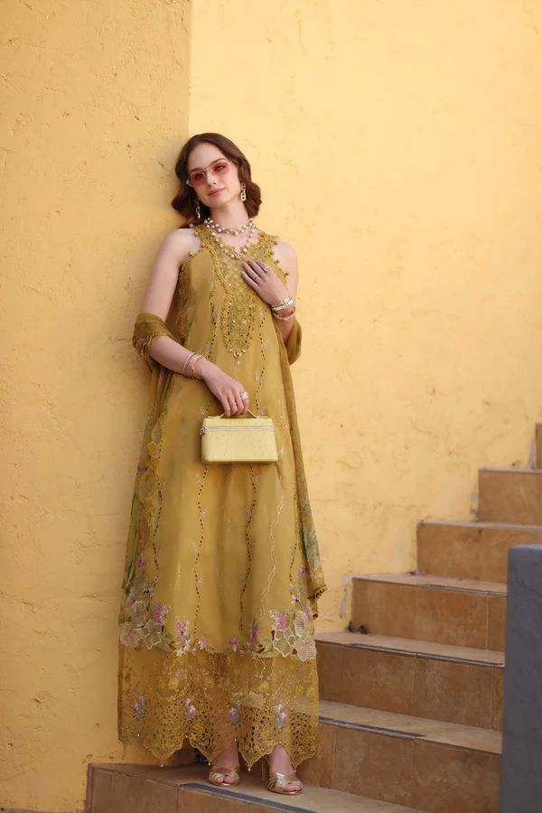 Alternative view of Noor Luxe Chikankari 2026 by Saadia Asad || D2 - B - Mustard Yellow