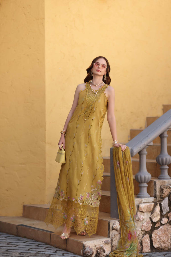 Noor Luxe Chikankari 2026 by Saadia Asad || D2 - B - Mustard Yellow - Image 3