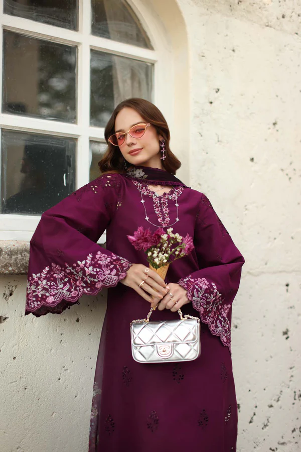 Noor Luxe Chikankari 2026 by Saadia Asad || D1 - A - plumberry - Image 3