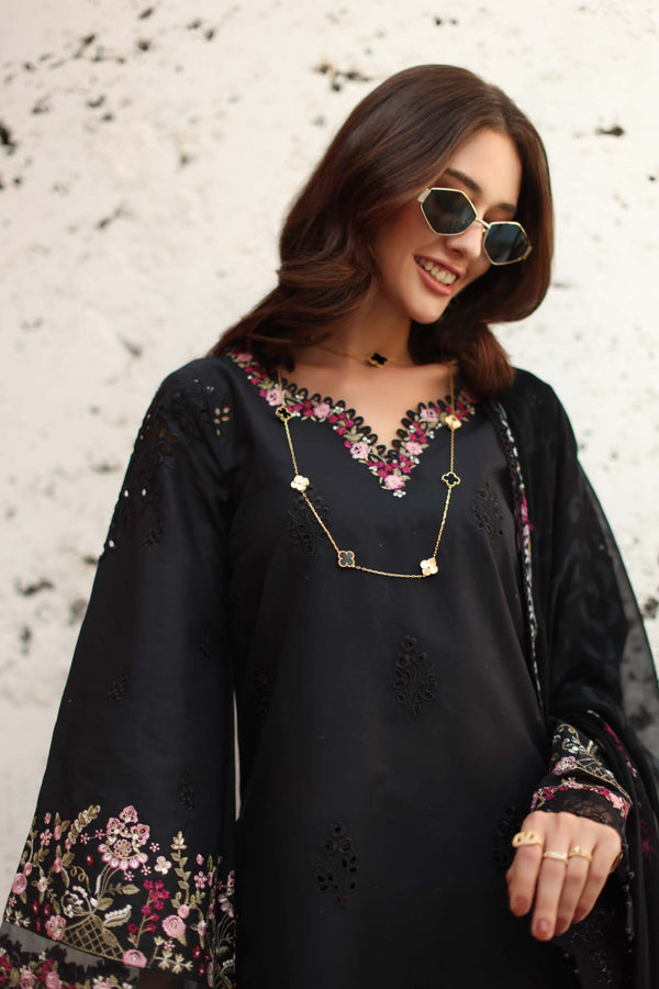 Noor Luxe Chikankari 2026 by Saadia Asad || D1 - B - Midnight Black - Image 3