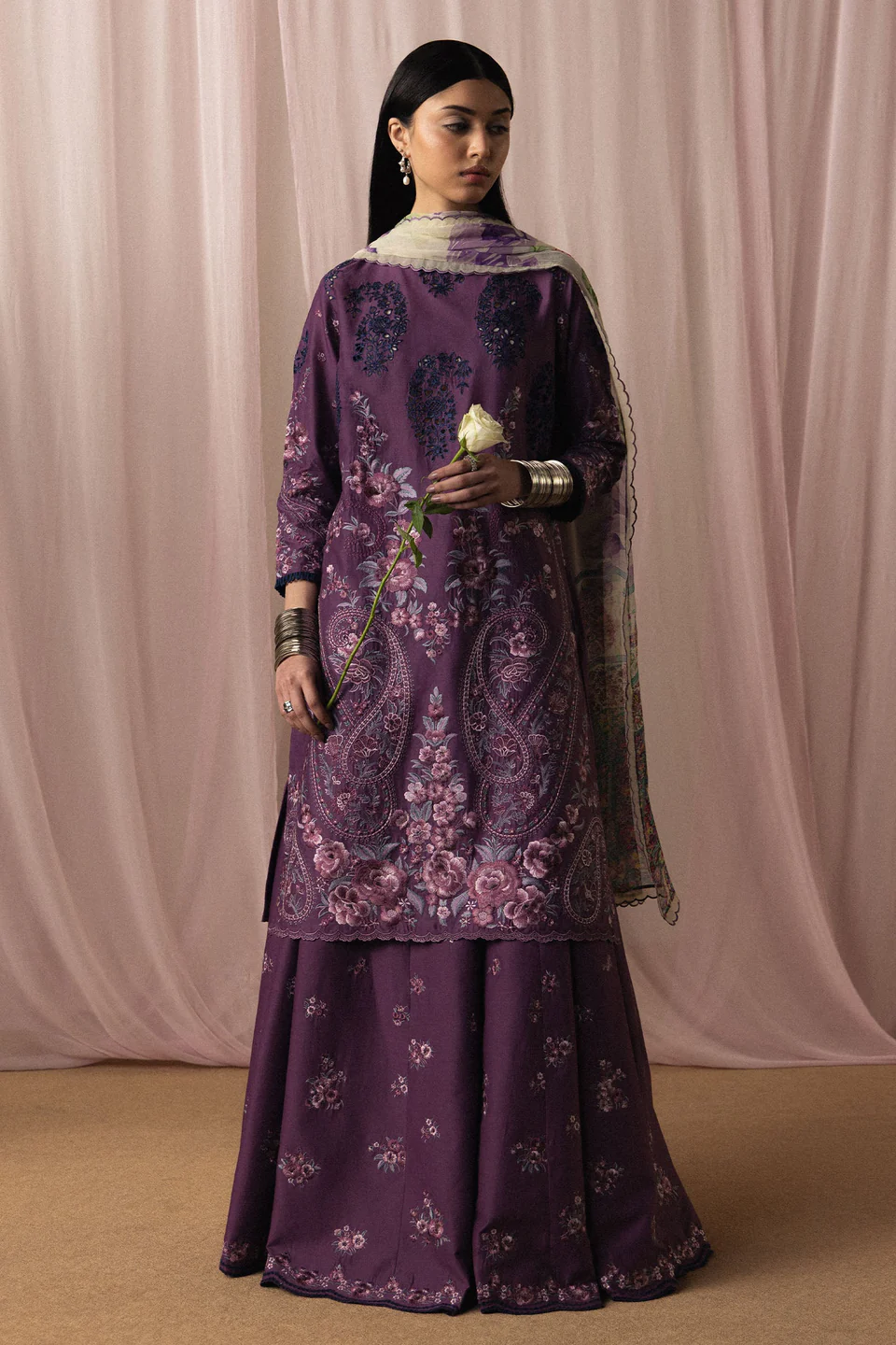 Zara Shahjahan Luxury Summer Lawn | Satori 2026 | Sumire-D2 - Image 4