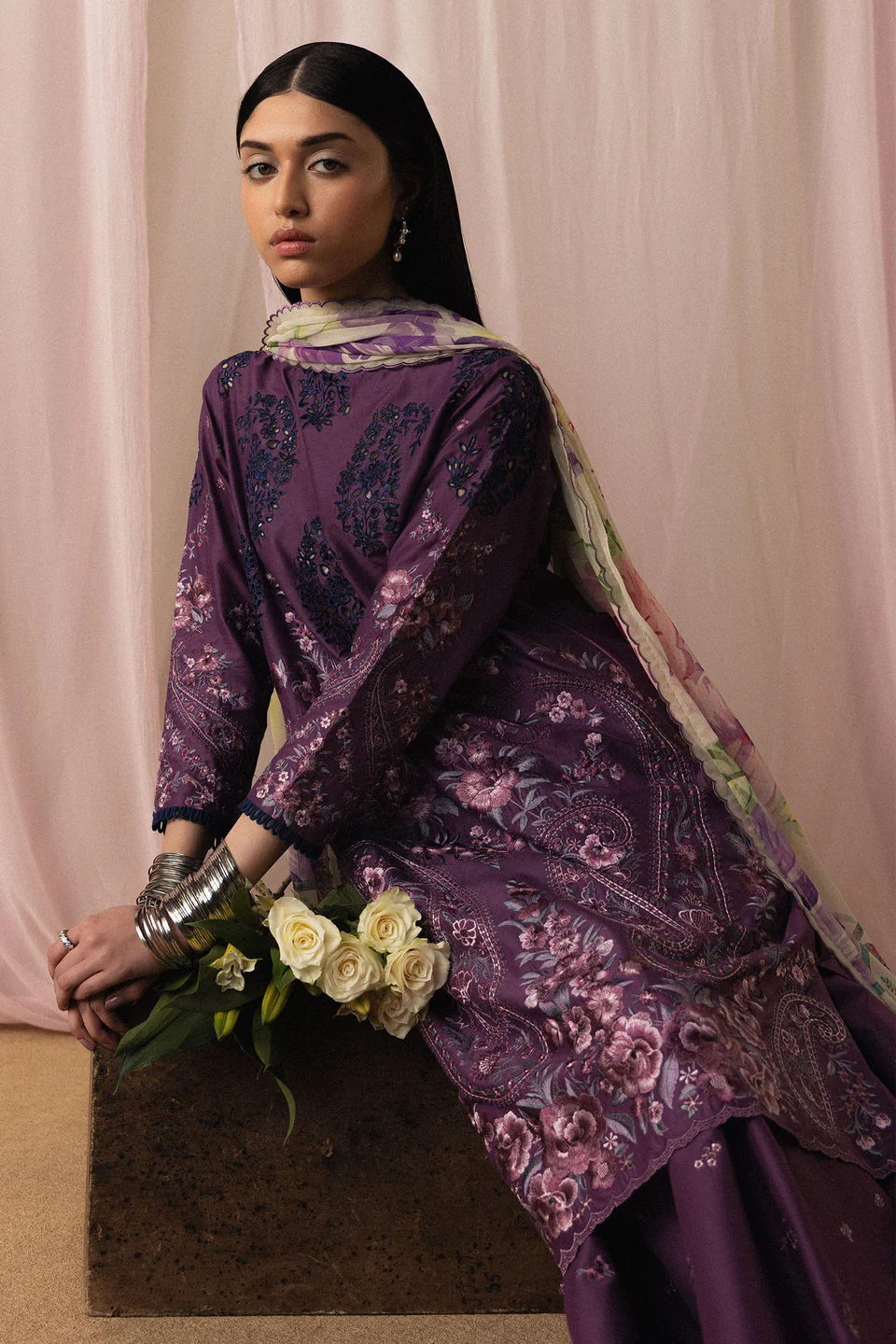 Zara Shahjahan Luxury Summer Lawn | Satori 2026 | Sumire-D2 - Image 2