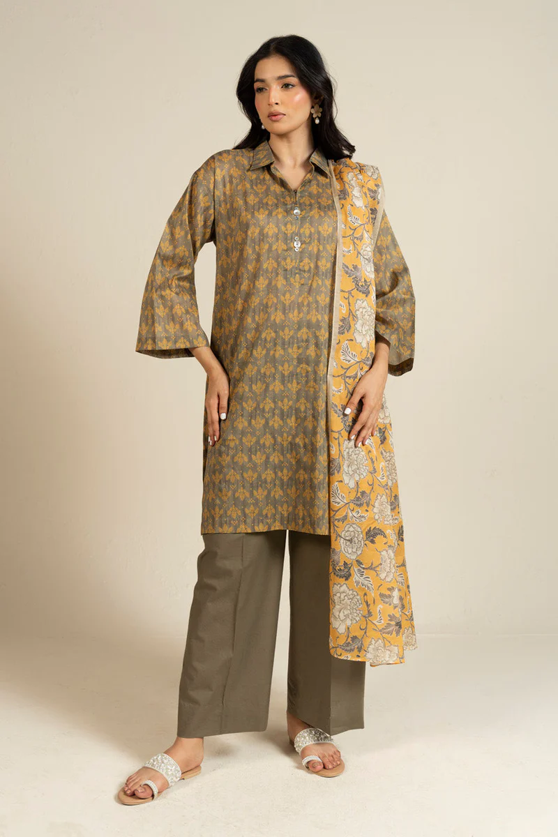 AlKaram Spring Summer 2026 Lawn || EFL-25-3P25-Brown