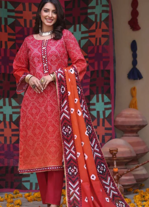 Heritage Series by AL Zohaib Printed Chunri Lawn || AZ26UCH D-9