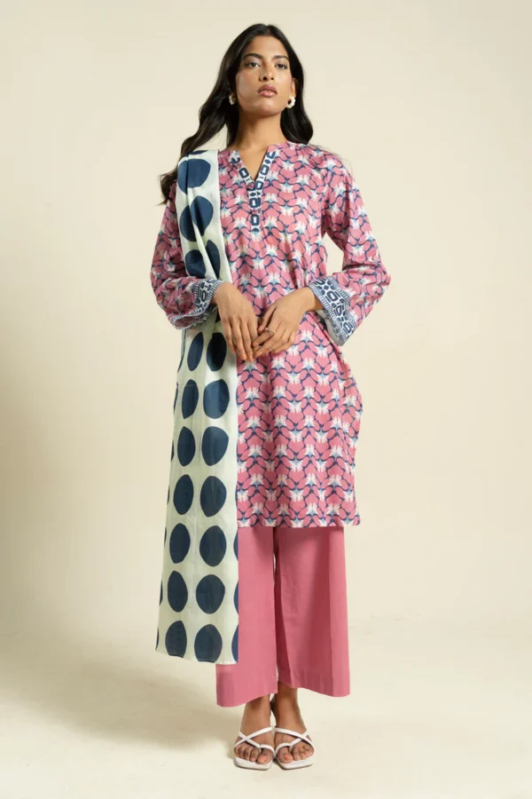 AlKaram Spring Summer 2026 Lawn ||  BR34-2P26-Navy Blue