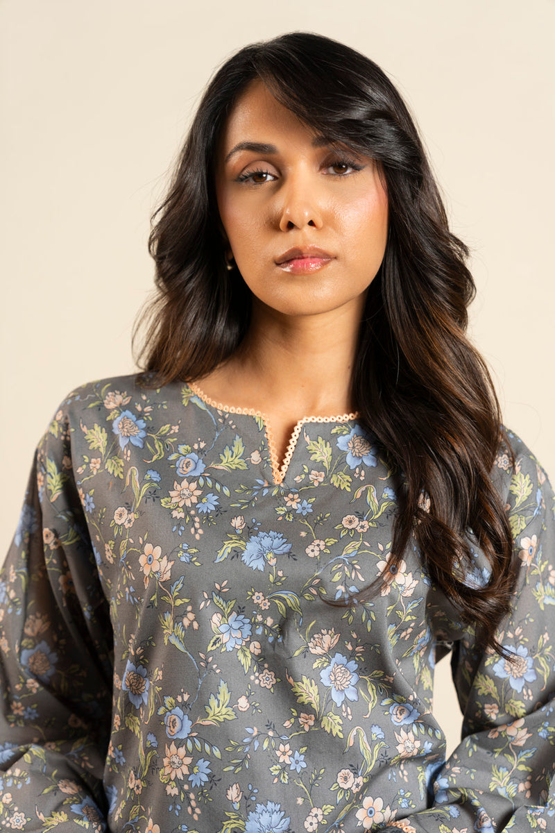 AlKaram Spring Summer 2026 Lawn || BR53-2P26-Grey - Image 3