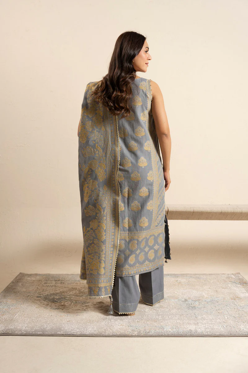 AlKaram Spring Summer 2026 Lawn || CAJ-08-26-Grey - Image 2