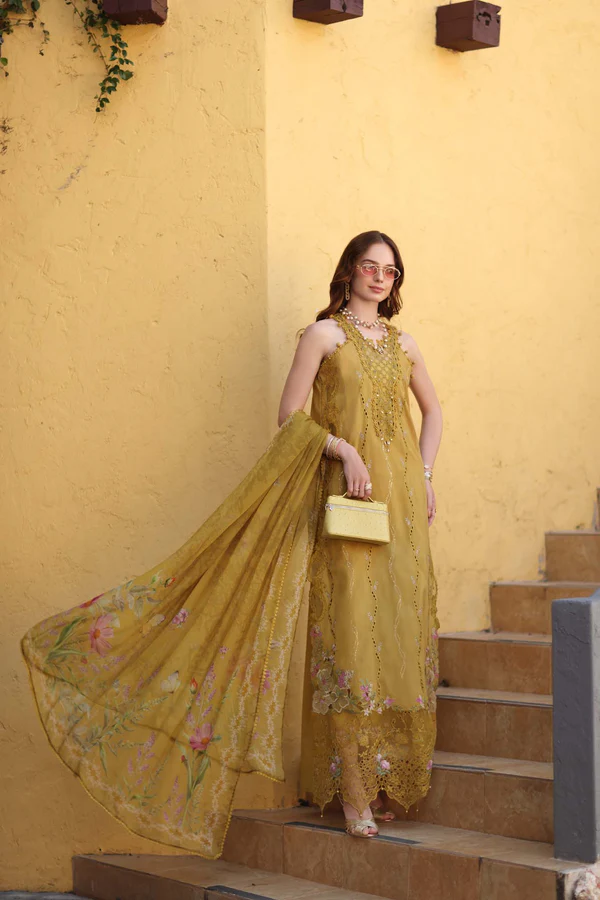 Noor Luxe Chikankari 2026 by Saadia Asad || D2 - B - Mustard Yellow