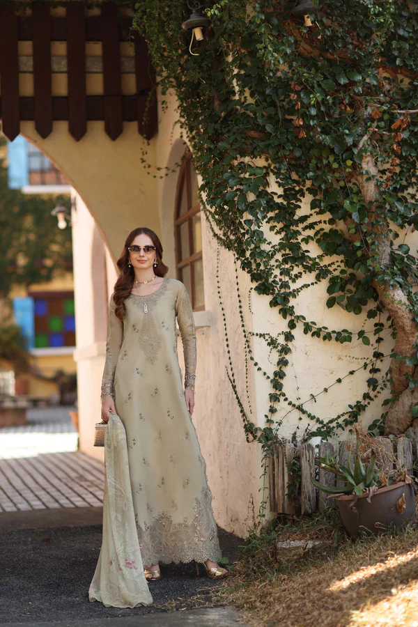Noor Luxe Chikankari 2026 by Saadia Asad || D7 - B - Warm Gold Sage