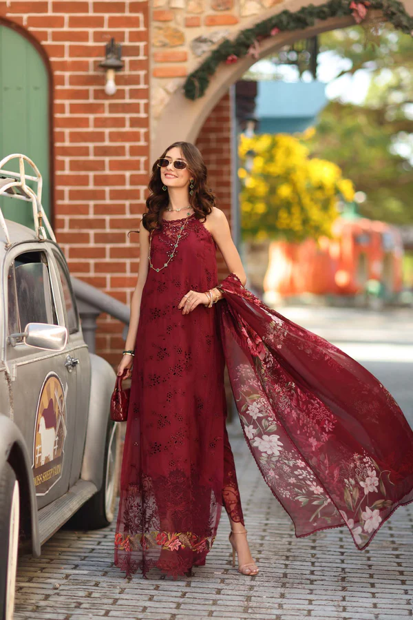 Noor Luxe Chikankari 2026 by Saadia Asad || D8 - A - Deep Garnet