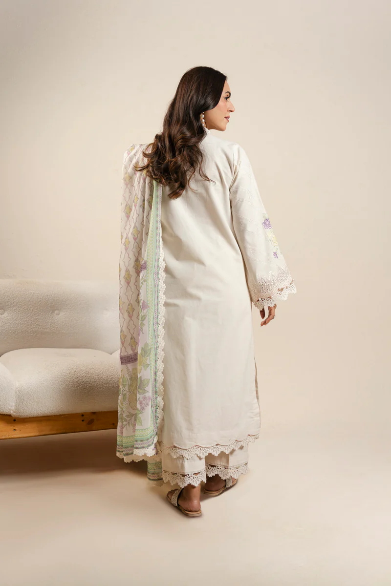 AlKaram Spring Summer 2026 Lawn || CAW-01-26-Off White - Image 2