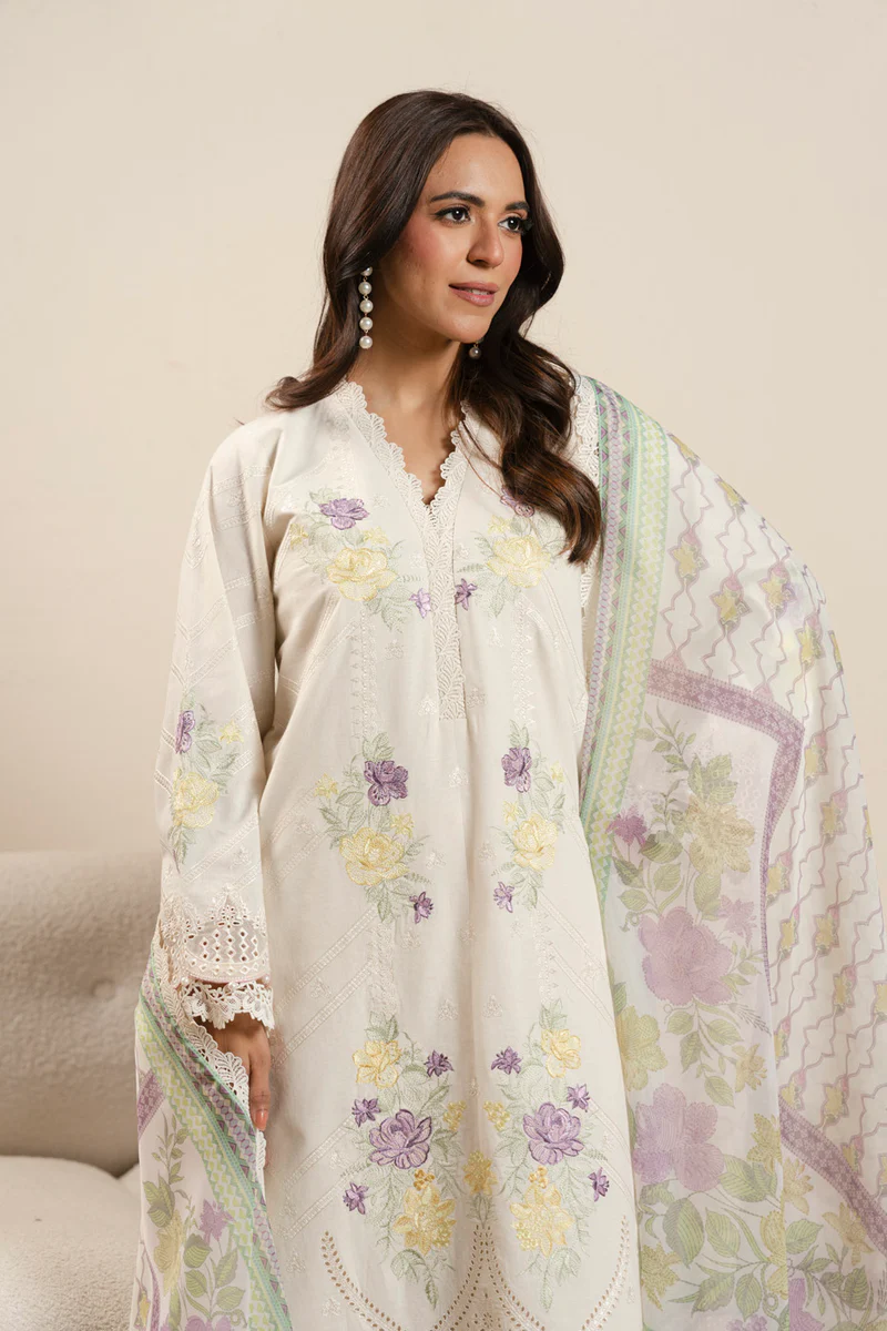 AlKaram Spring Summer 2026 Lawn || CAW-01-26-Off White