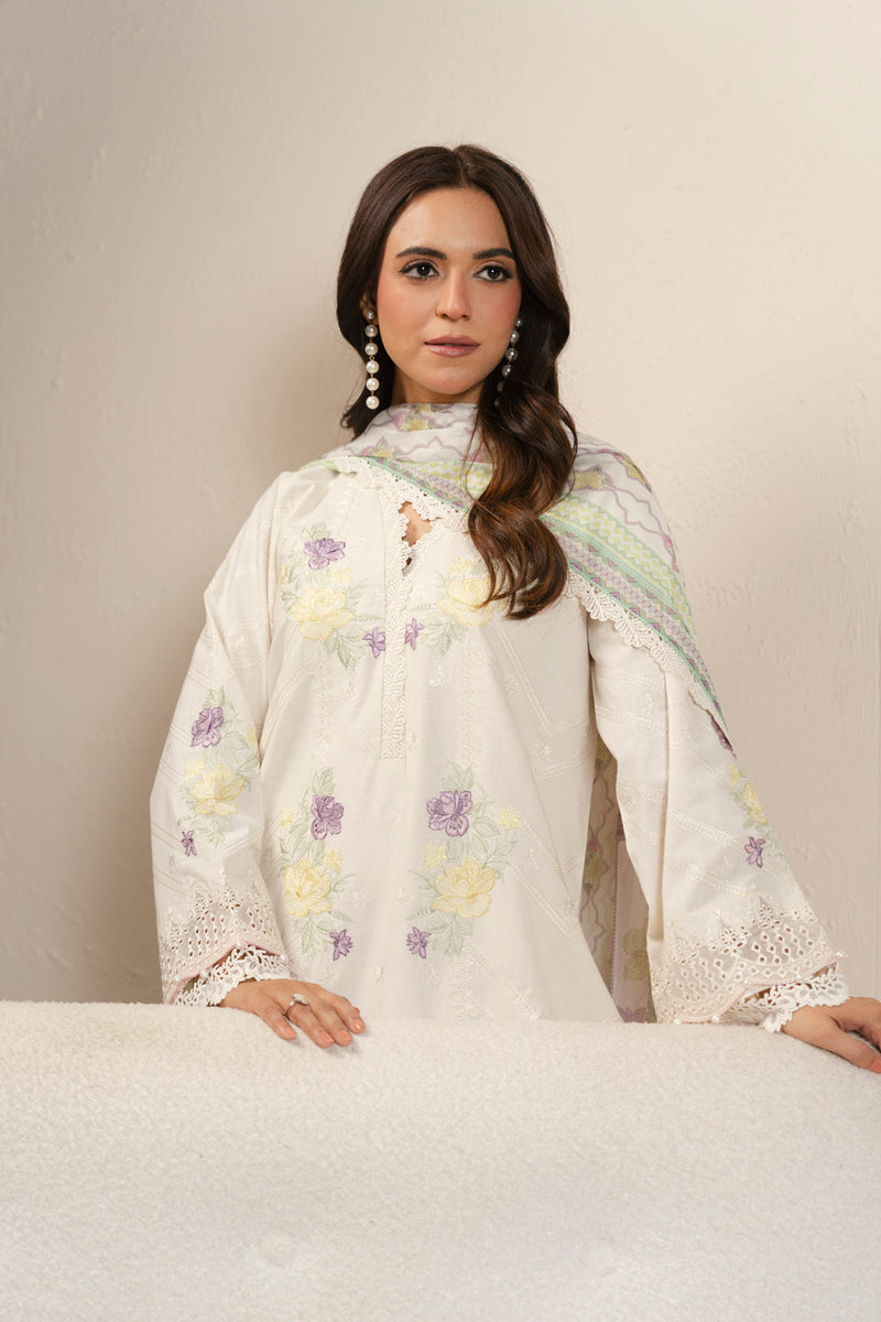 AlKaram Spring Summer 2026 Lawn || CAW-01-26-Off White - Image 4