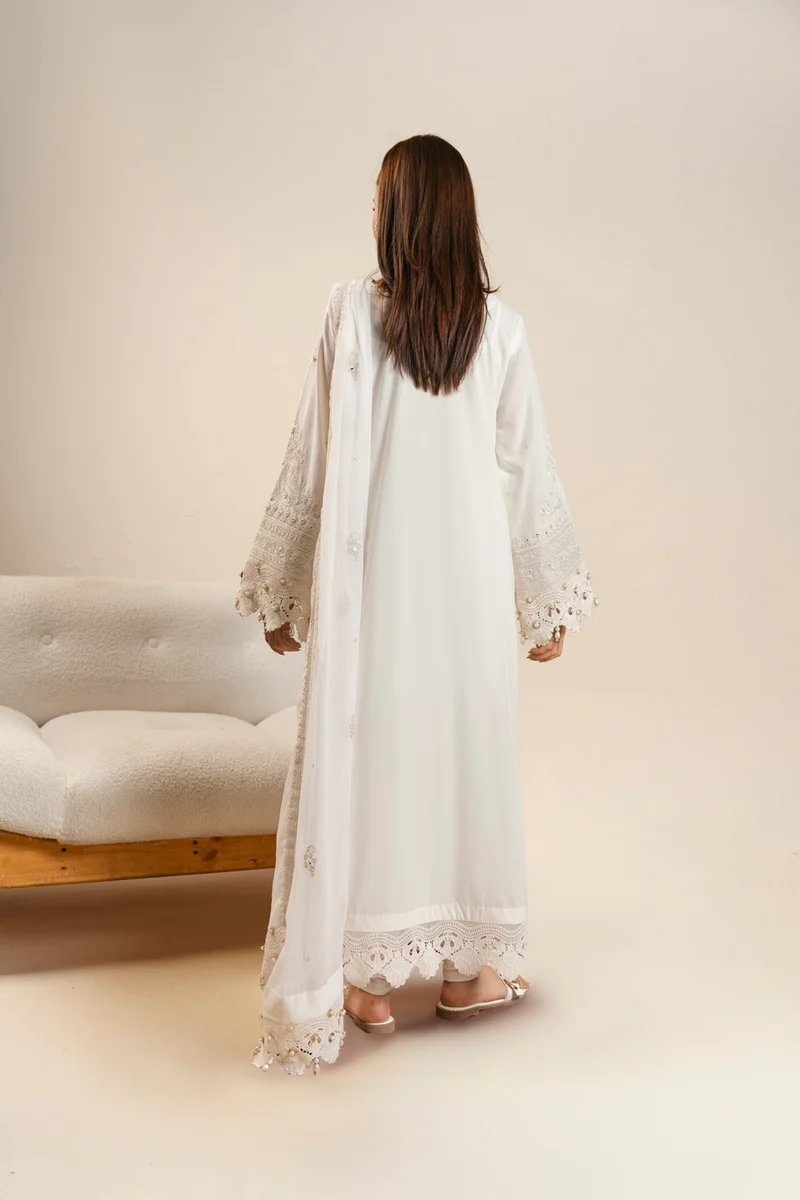 AlKaram Spring Summer 2026 Lawn || CAW-09-26-White - Image 2