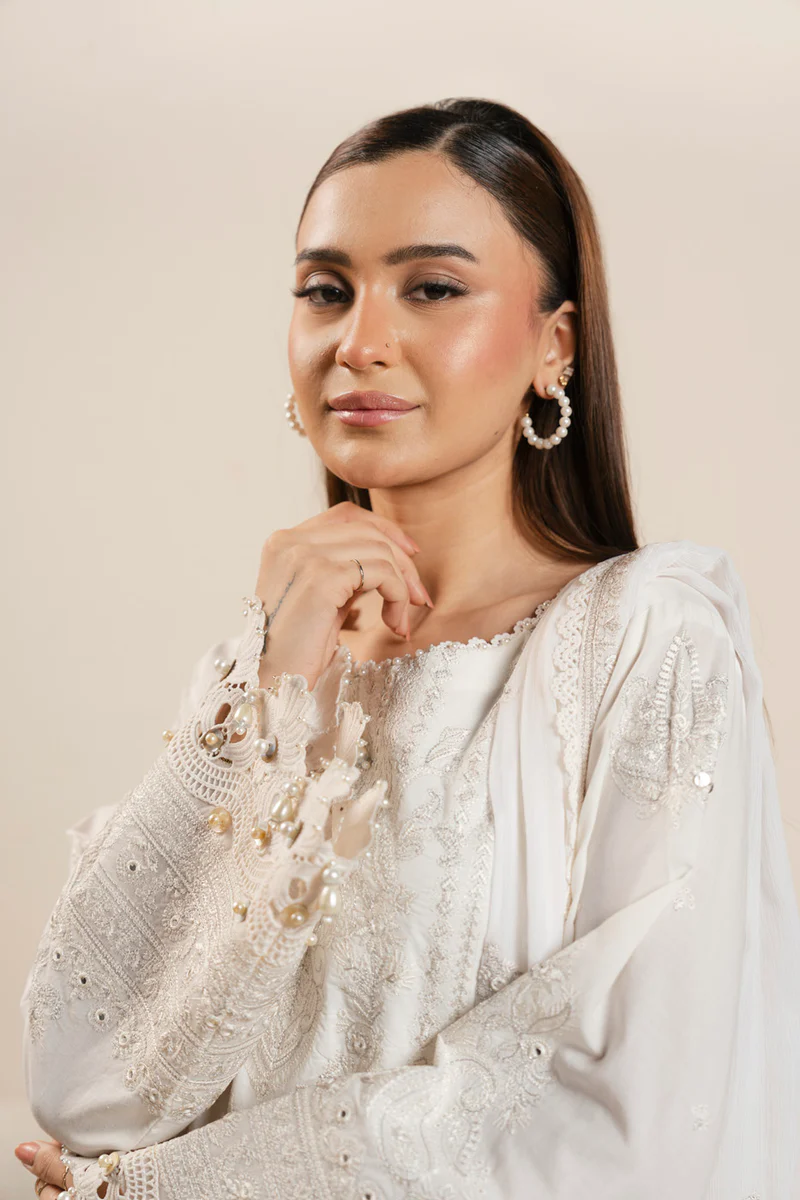 AlKaram Spring Summer 2026 Lawn || CAW-09-26-White - Image 3