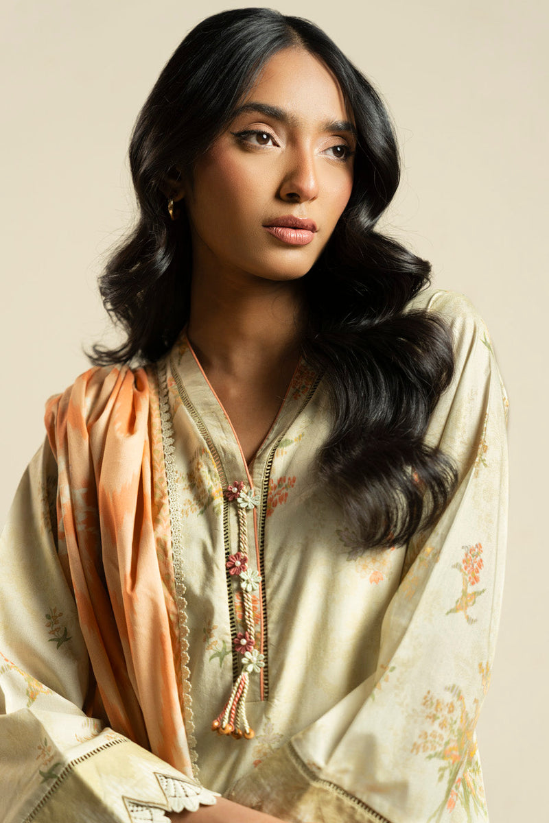 AlKaram Spring Summer 2026 Lawn || EC52-26-Peach - Image 3