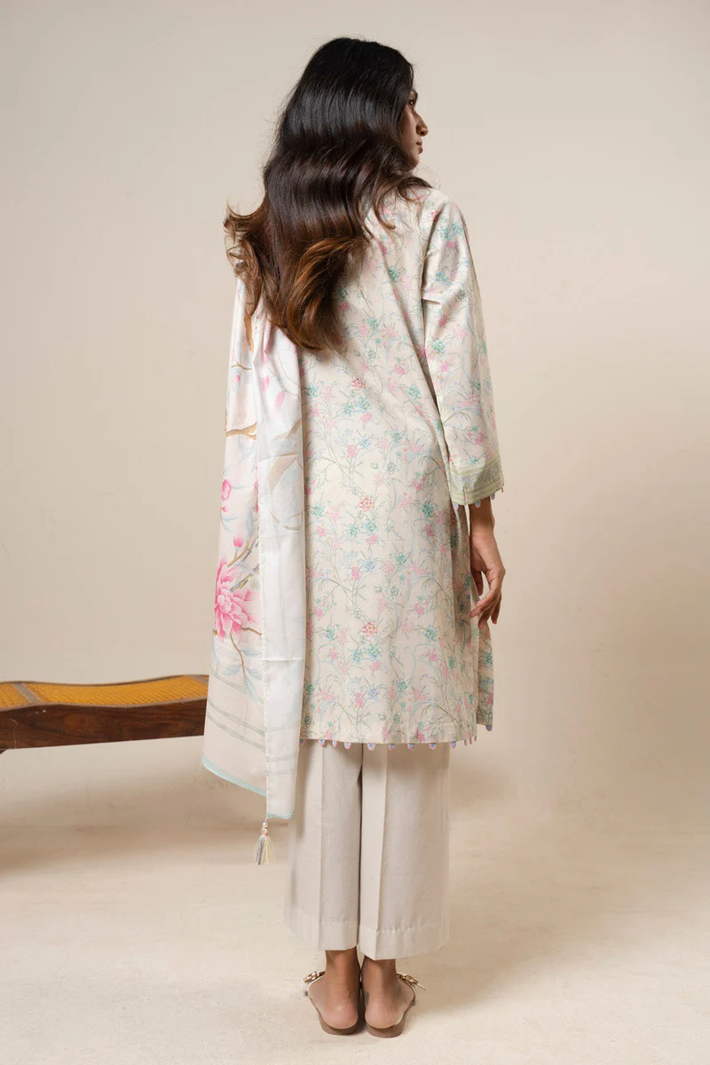 AlKaram Spring Summer 2026 Lawn || EC55-26-Cream - Image 2