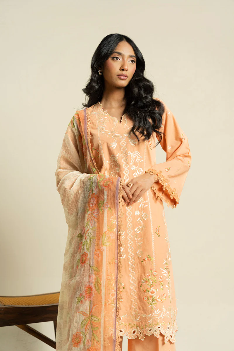 AlKaram Spring Summer 2026 Lawn || EF01-26-Peach - Image 3