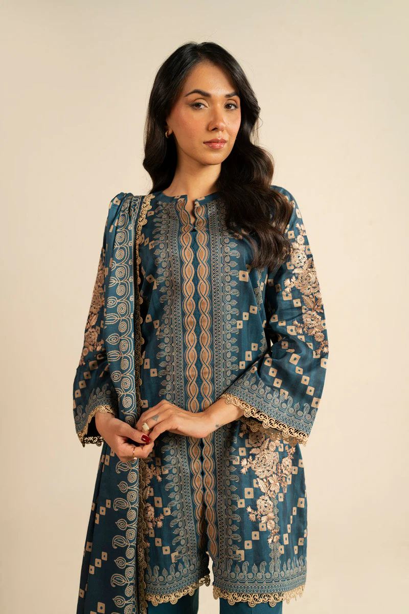 AlKaram Spring Summer 2026 Lawn || EF66-26-Teal - Image 3