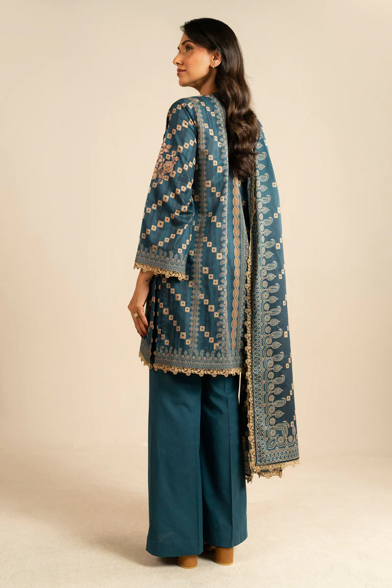 AlKaram Spring Summer 2026 Lawn || EF66-26-Teal - Image 2