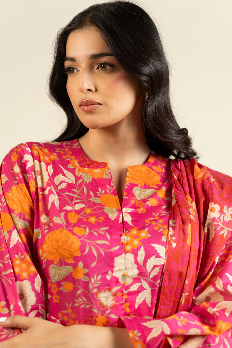 AlKaram Spring Summer 2026 Lawn || EFL-15-3P25-Hot Pink - Image 3