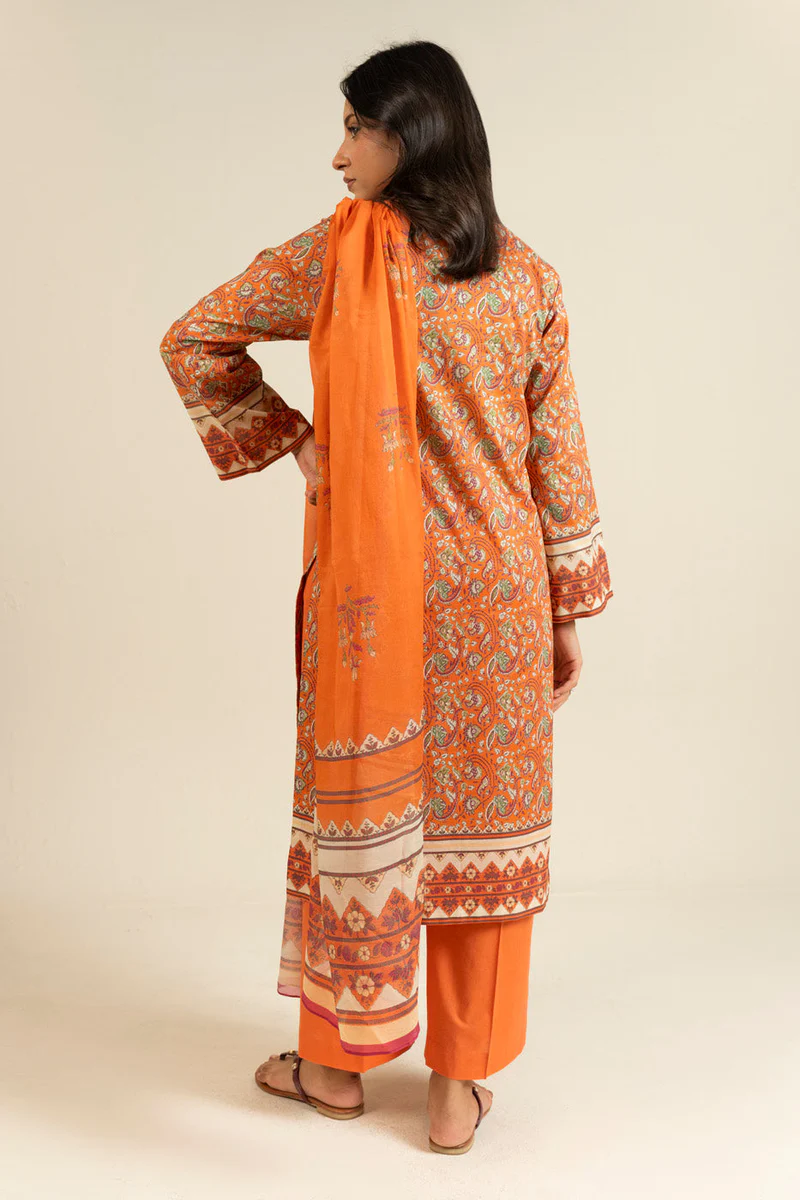 AlKaram Spring Summer 2026 Lawn || EFL-33-3P25-Orange - Image 3