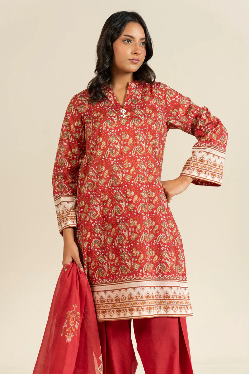AlKaram Spring Summer 2026 Lawn || EFL-33-3P25-Red - Image 4