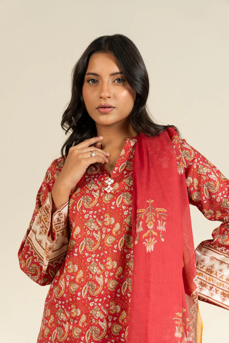 AlKaram Spring Summer 2026 Lawn || EFL-33-3P25-Red - Image 3