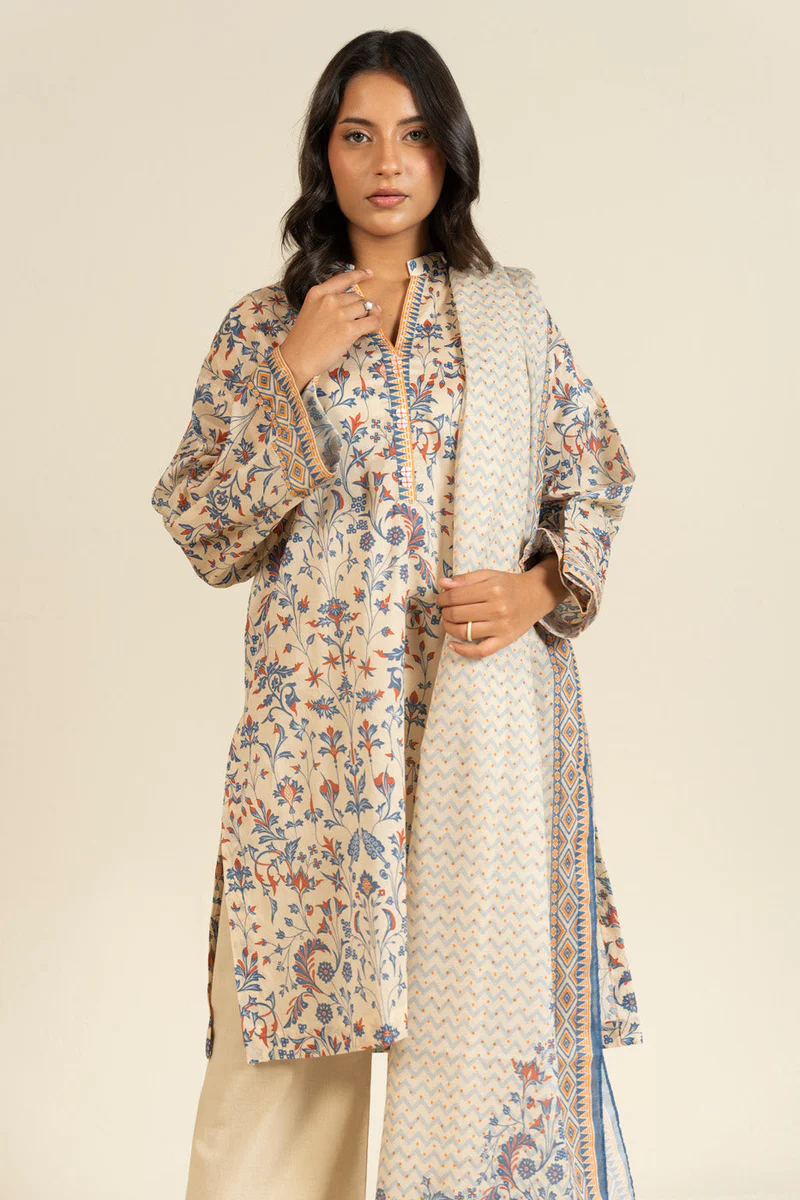 AlKaram Spring Summer 2026 Lawn || EFL-35-3P25-Beige - Image 4