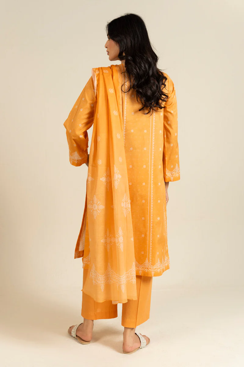 AlKaram Spring Summer 2026 Lawn || EFL-39-3P25-Orange - Image 2