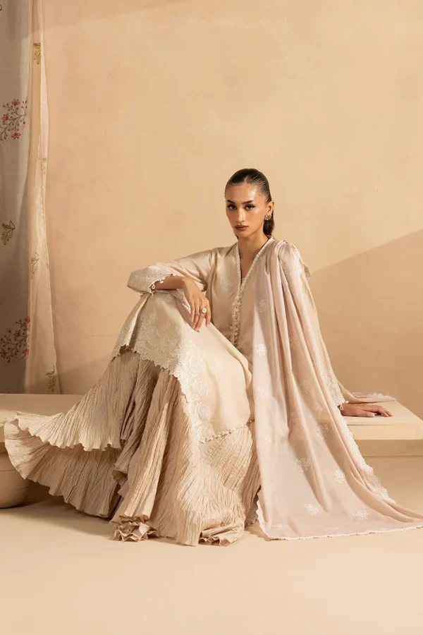 Alternative view of Cross Stitch Mahiri Lawn 2026 || MOONLIT BEIGE