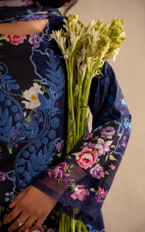 Alternative view of Asifa & Nabeel Meraki Lawn 2026 || Indigo Craft