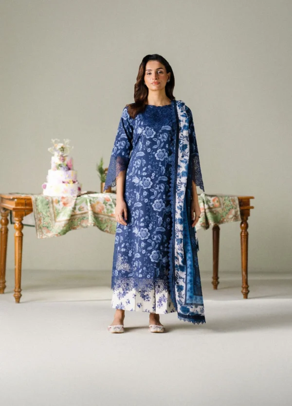Alternative view of FNF Printed Lawn 2026 by Faiza Faisal || D-2 Midnight Meadow