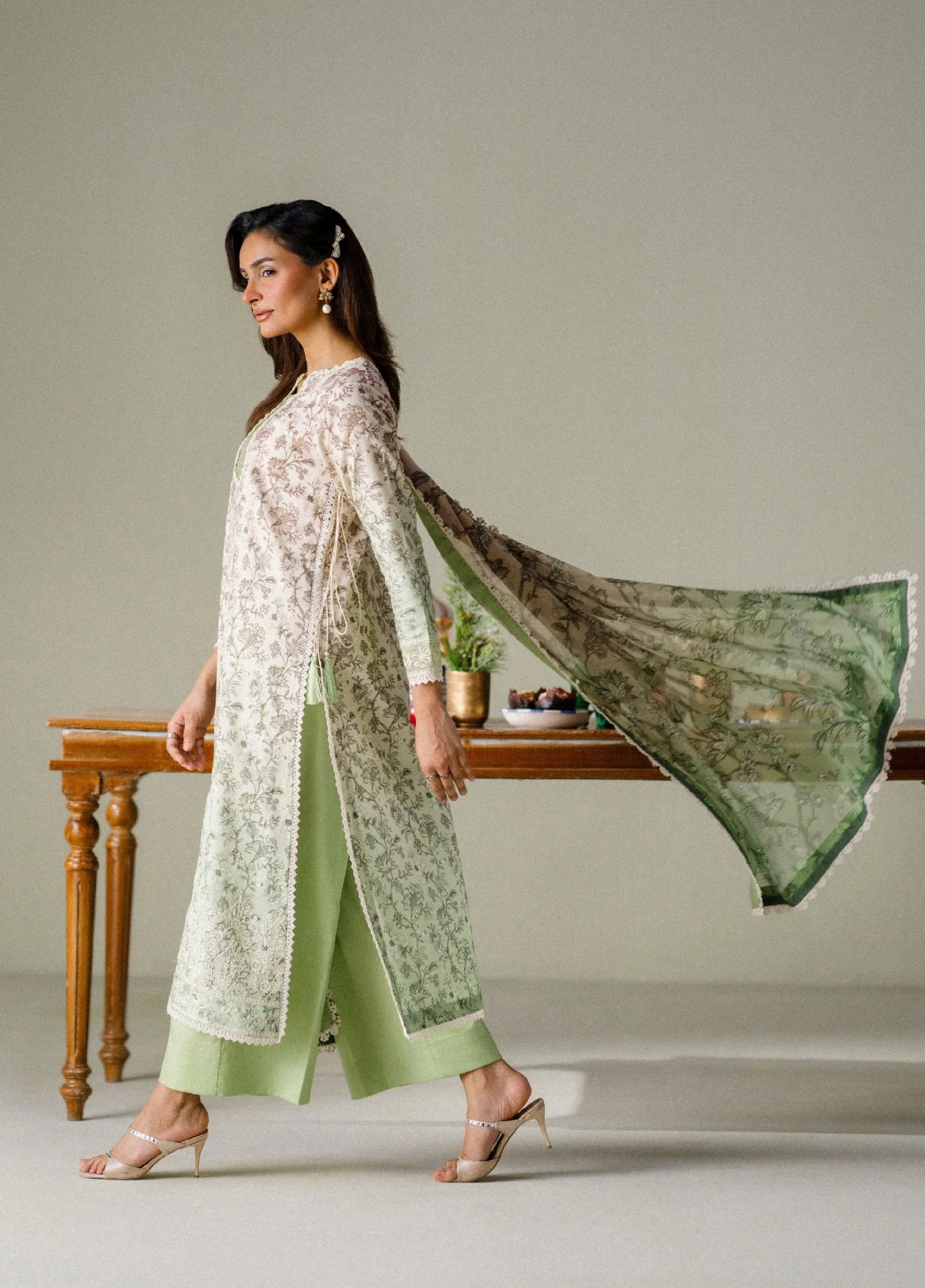 FNF Printed Lawn 2026 by Faiza Faisal || D-1 Sage Whisper - Image 3