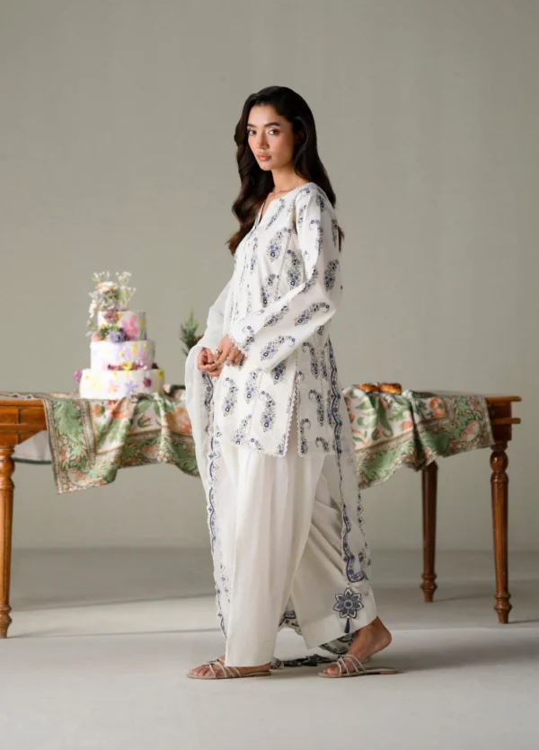 Alternative view of FNF Printed Lawn 2026 by Faiza Faisal || D-3 Ivory